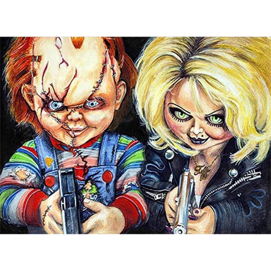Chucky & Tiffany 5D Diamond Painting Kit 40×50 cm Horror DIY Wall Art