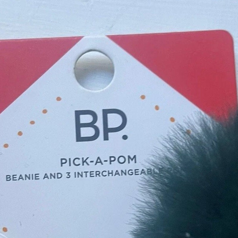 BP. Interchangeable Pom Beanie, Dark Green, One Size – Includes 2 Extra Pom Poms