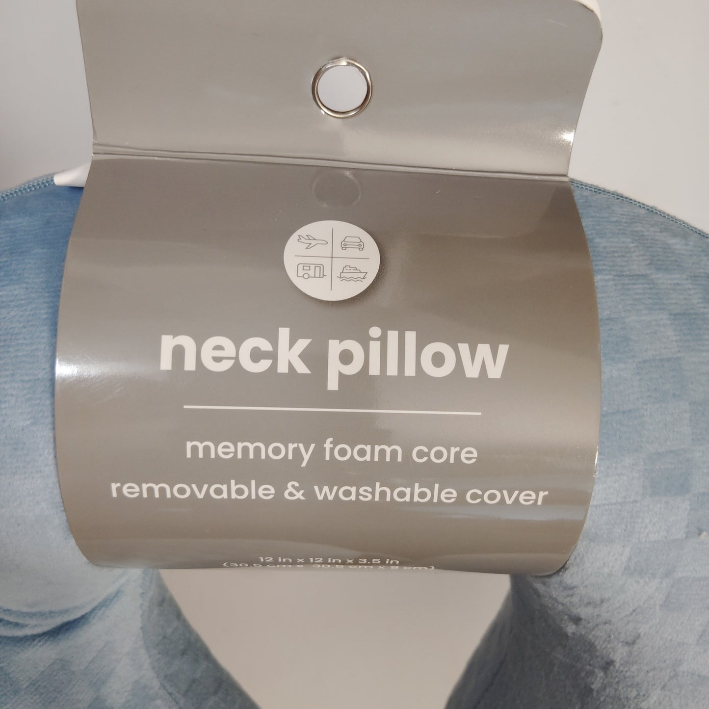 Memory Foam Neck Pillow – 12 x 12 x 3.5 in – Light Blue