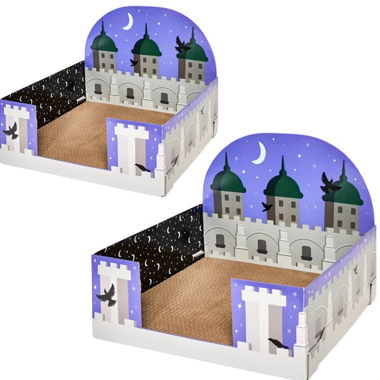 2-PK Boots & Barkley Castle Theme 15" Cardboard Cat Scratcher Pad –Castle Design