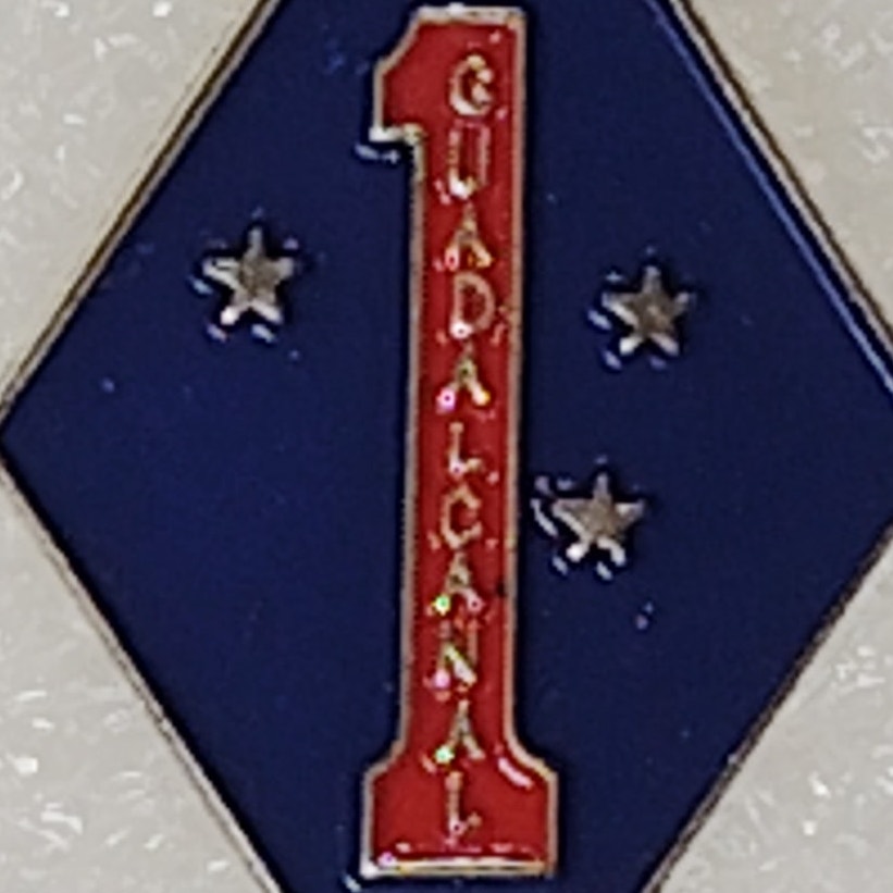 1st Marine Division Guadalcanal Novelty Hat/Lapel/Brooch Pin, Enamel Metal