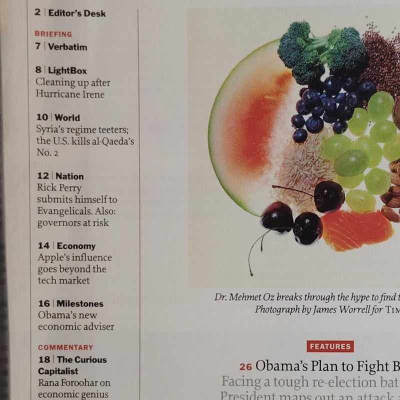 TIME Magazine September 12 2011 Dr. Oz What to Eat Now Nutrition Issue