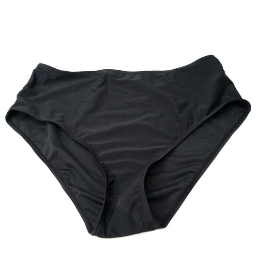 Black High-Waisted Swim Bottoms Size L Nylon Spandex Lined New with Tags