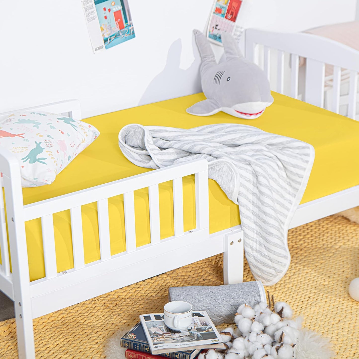 NTBAY 2 Pack Satin Fitted Crib Sheet, Super Soft and Cozy 28x52x8 Crib Sheet for Standard Crib and Toddler Mattresses, Boys Girls Unisex Yellow/Gold