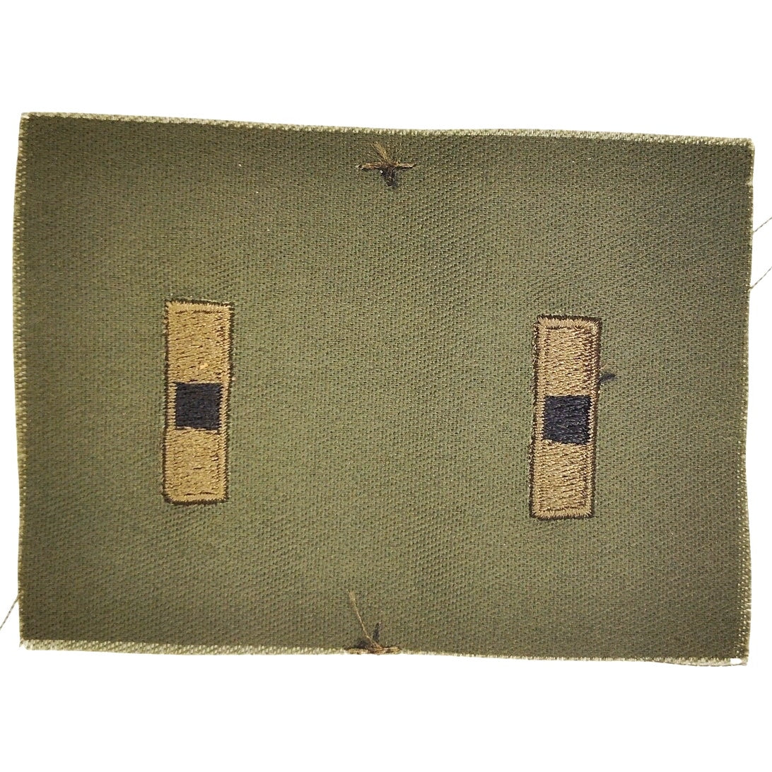 VTG US Army WO1 W‑1 Subdued OD Green Rank Patch Pair Black on ODG Twill – Sew‑On