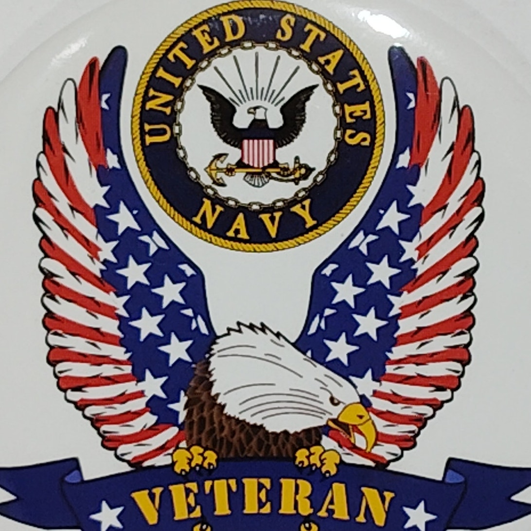 Veteran Eagle Magnet – 3" Round – U.S. Navy Seal – Patriotic Wings & Banner