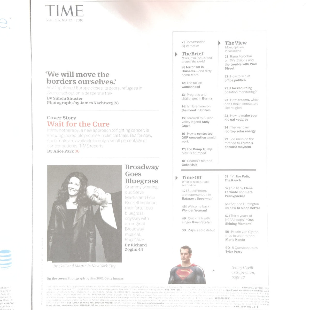 TIME Magazine April 4 2016 Immunotherapy Cancer Cover Alice Park Back Issue