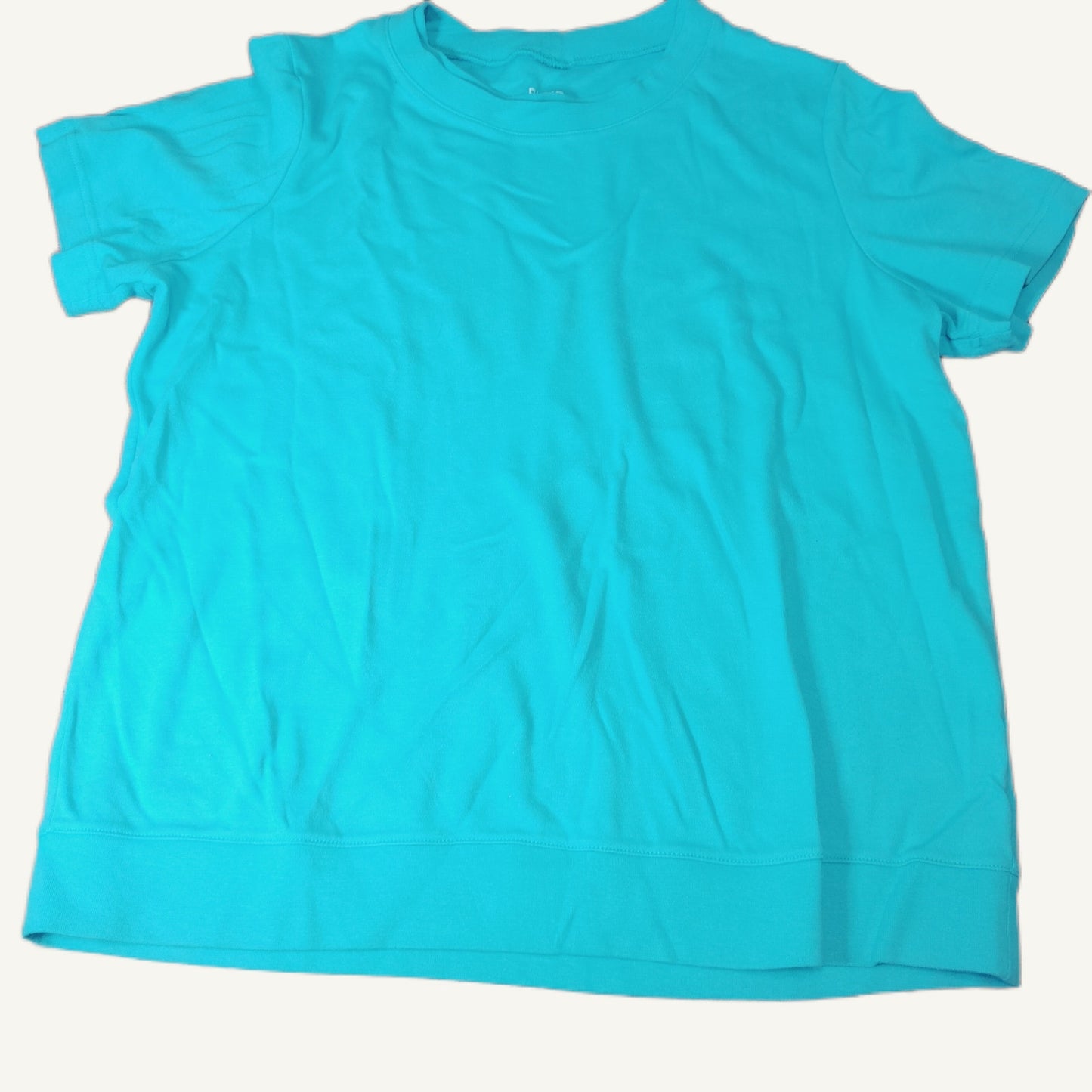 Blair Women's L Short Sleeve T-Shirt - Turquoise Ribbed Crew Neck Top