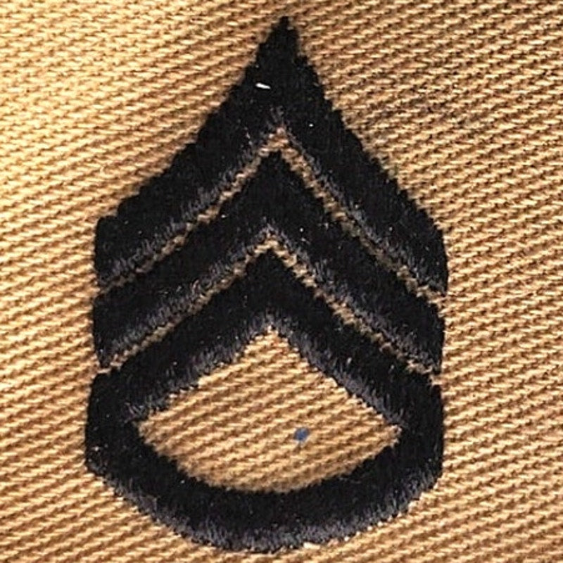 US Army Staff Sergeant E‑6 Embroidered Device OCP 2" × 2" Black on Khaki Sew‑On