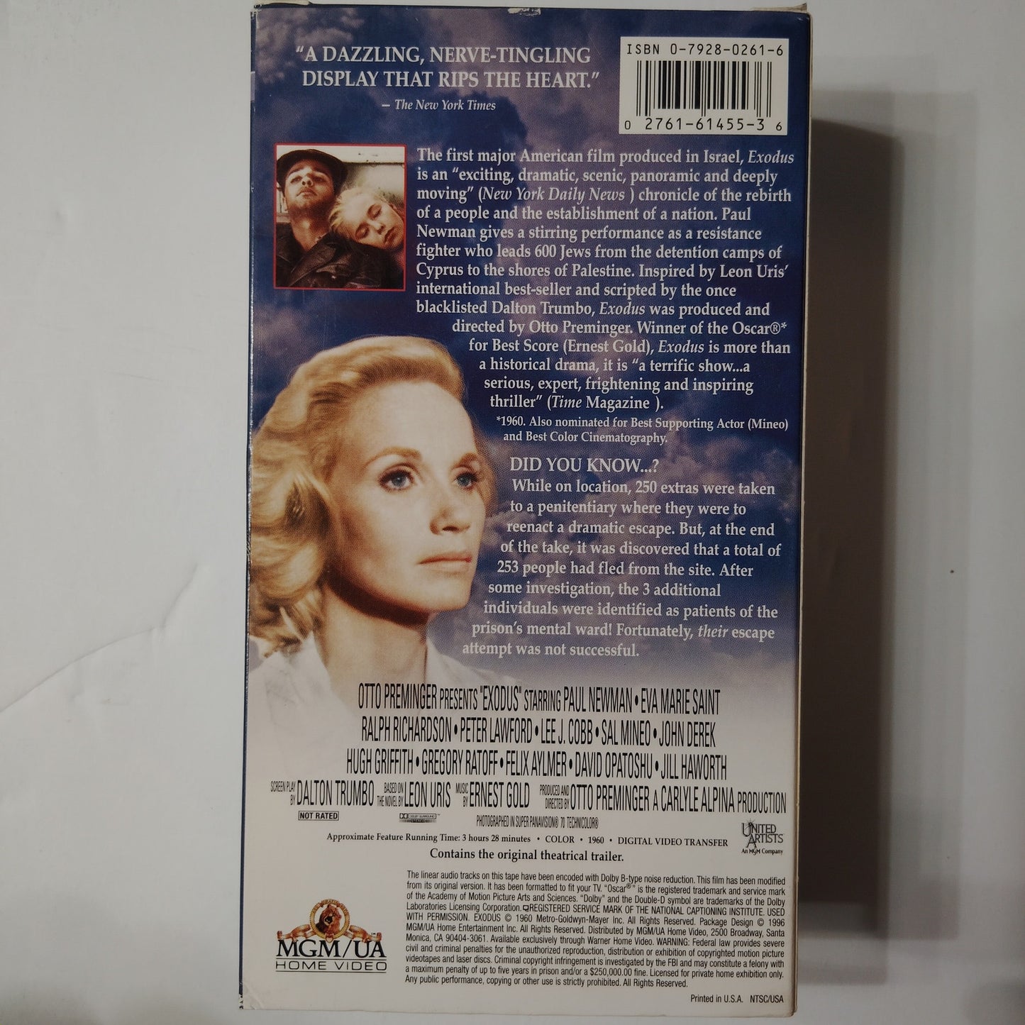 Exodus 1996 VHS Otto Preminger Paul Newman 1960 Historical Drama 2 Vintage Tapes
