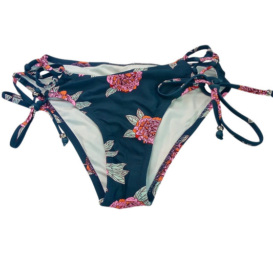 Cupshe Navy Floral Side Tie Bikini Bottoms Women’s Small Pink Rose Print