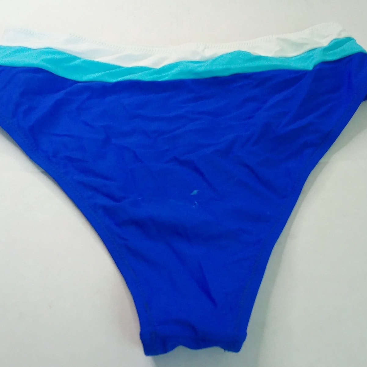 Hilinker Blue Color Block High Waisted Bikini Bottoms Women’s Large Swimwear