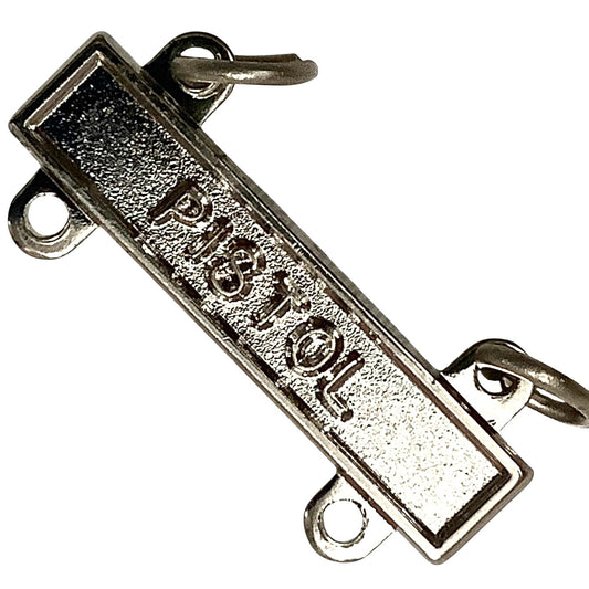 Military Qualification Bar, Pistol, 1/2"H x 1"W, Silver Text and Background