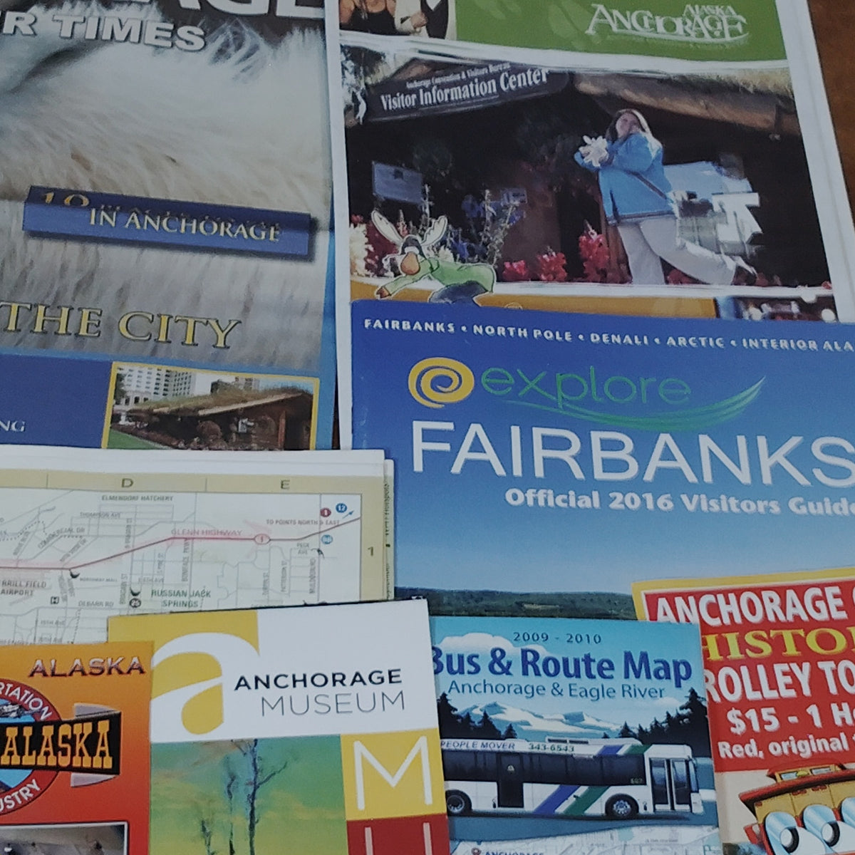 Vintage Alaska Tourist Guides & Maps (2009-2016) - Anchorage Wasilla Fairbanks
