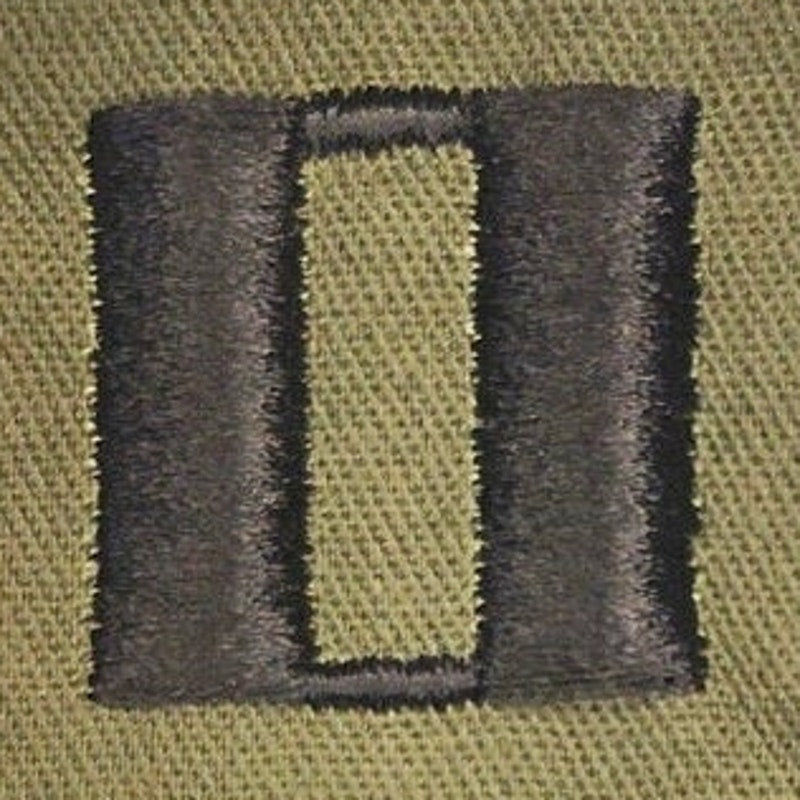 US Army Captain O‑3 Rank Patch Subdued OD Green 4‑5/8" × 2‑1/4" Sew‑On