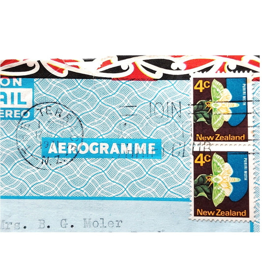 1971 New Zealand Aerogramme Cover Puriri Moth 4c Stamps Wellington to USA