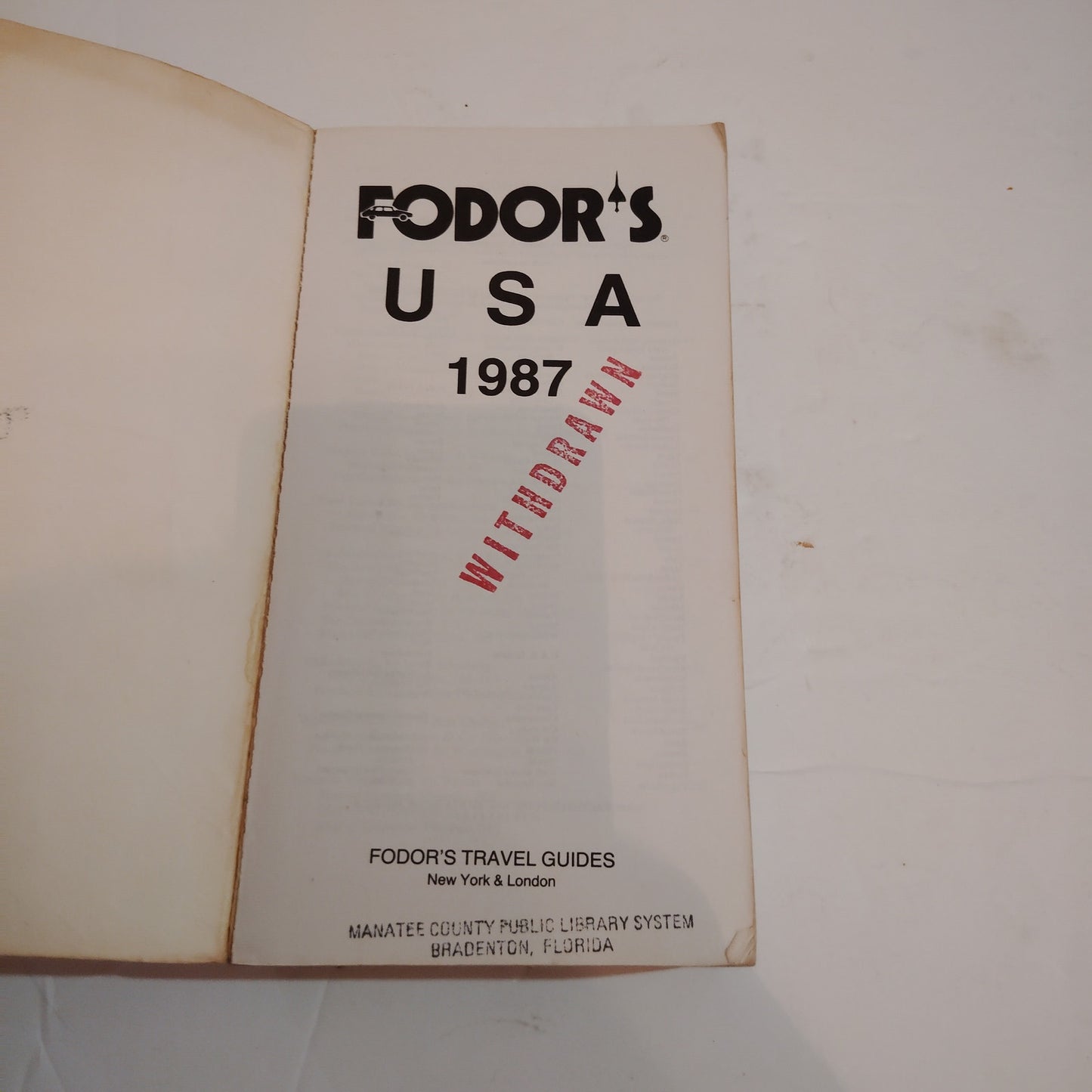 Fodor’s USA 1987 Travel Guide Paperback Withdrawn Library Copy Good Condition
