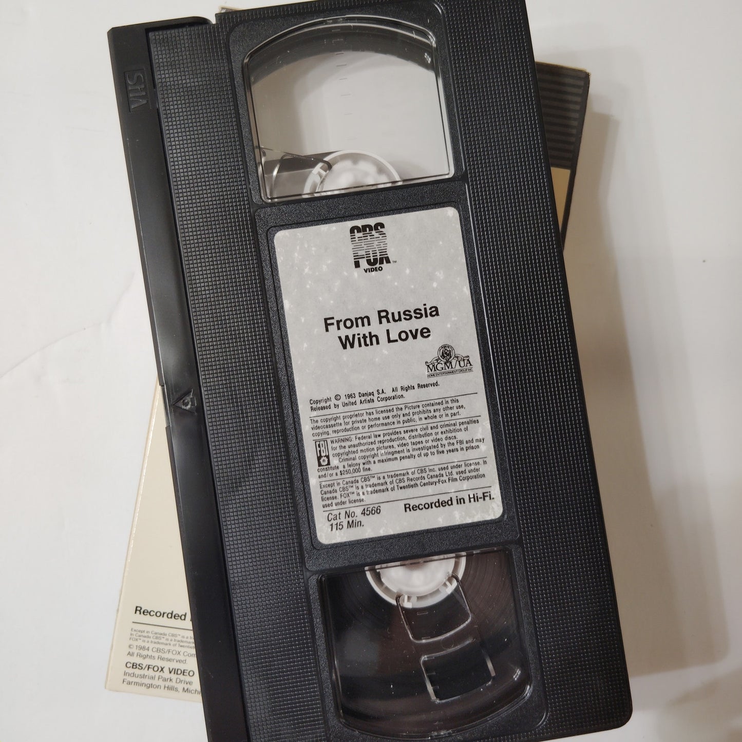 From Russia with Love VHS 1984 Sean Connery James Bond Action Spy Thriller