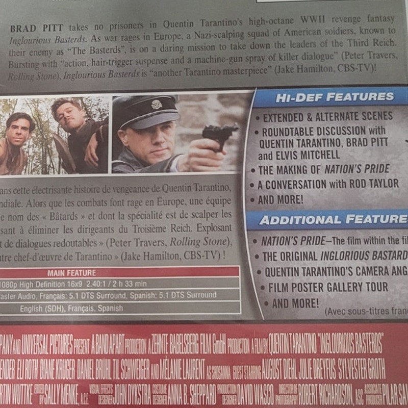 Inglourious Basterds Blu-ray Special Edition Tarantino Brad Pitt WWII Action
