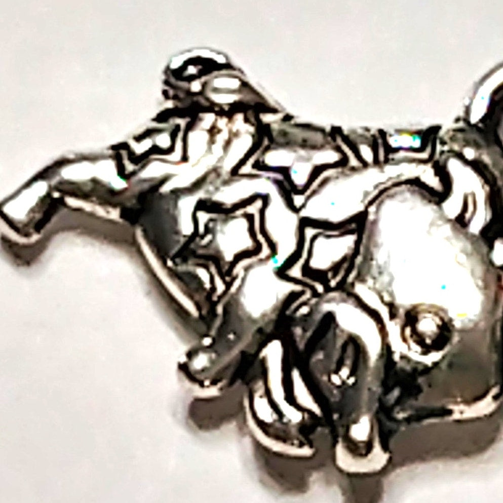 Taurus Zodiac Charm Patinated Silver-Tone Bull Design 1/2" Horoscope Pendant