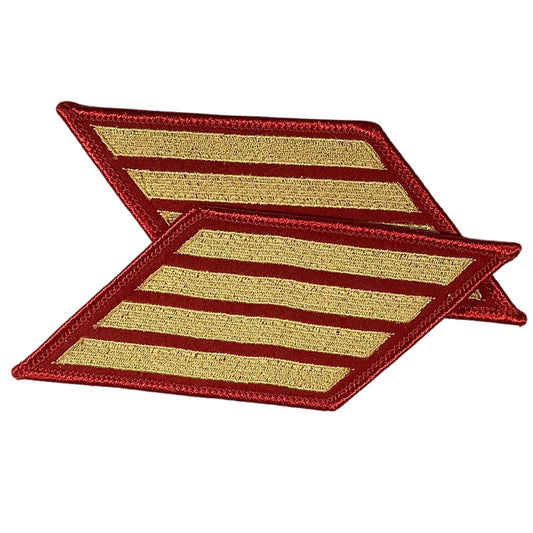 1 Set- 16 Year US Marine Corps Service 4 Stripes - Medium Size - Gold on RED