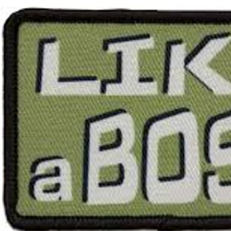 LIKE A BOSS Morale Patch Novelty Red Rock Outdoor Gear 3" × 2" Hook Back