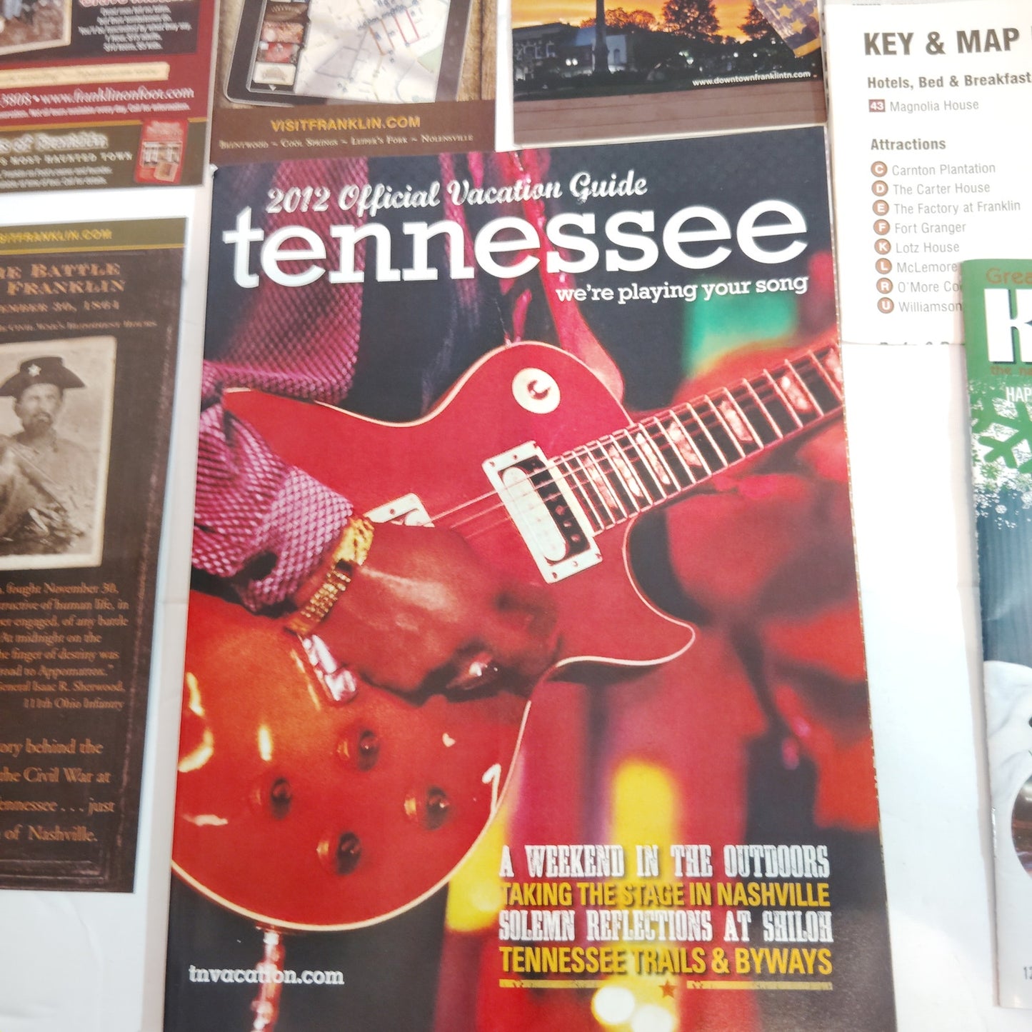 Franklin, TN & Tennessee Tourism Ephemera Lot - 2012 Guides & Maps