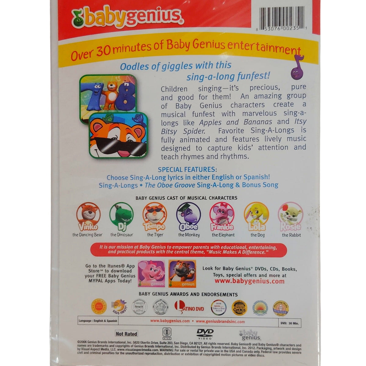 Baby Genius Favorite Sing-A-Longs DVD 2006 Kids Animated Sing-Along Songs