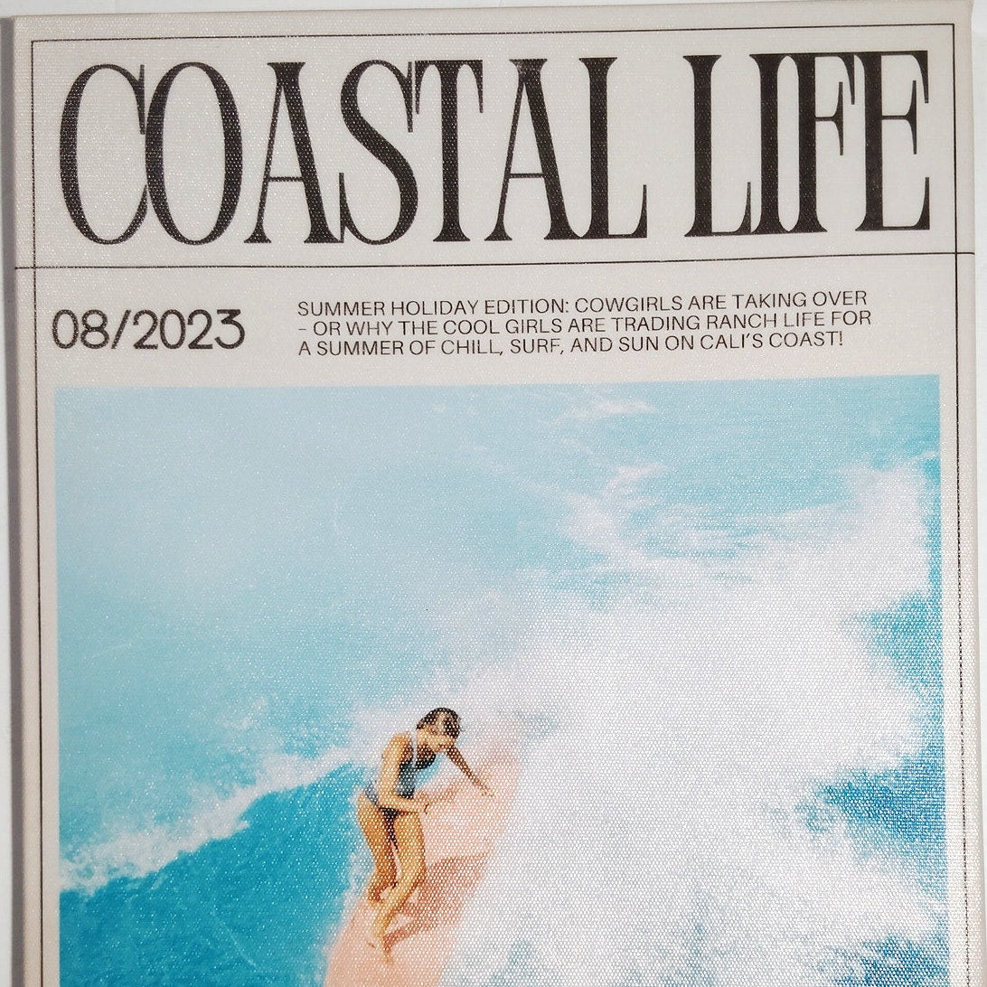 Coastal Life Summer Edt Canvas Framed Wall Art Retro Magazine Style 15.63x11.75"