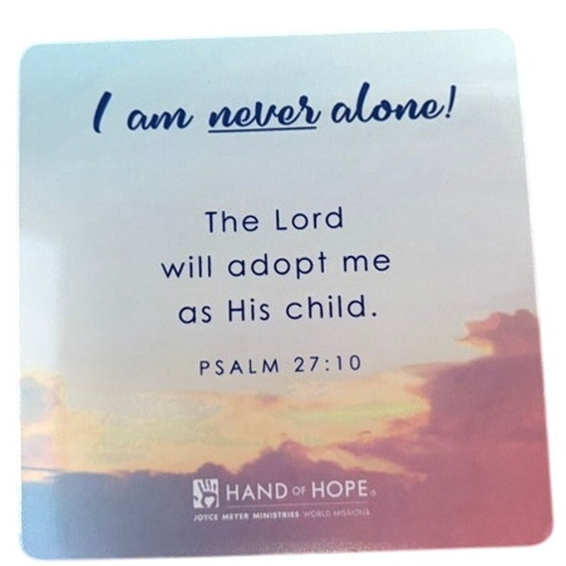 Christian Scripture Fridge Magnet Psalm 27:10 I Am Never Alone Hand of Hope 3.5"