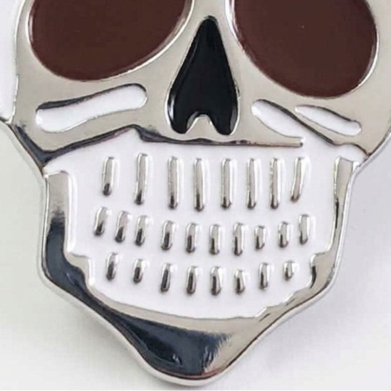 Red-Eye Death Skull Hat, Lapel or Tie Pin, 1-1/8"H x 3/4"W