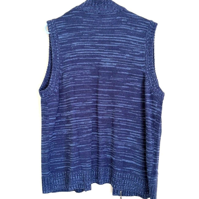 Blair 2-Piece Blue Long Sleeve Top & Navy Knit Vest Set Size L Women