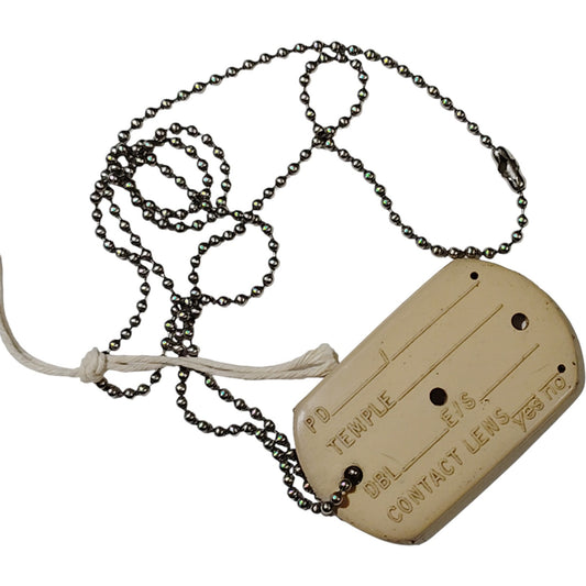 Vintage Plastic Dog Tag Cover – Embossed ID Tag on Ball Chain