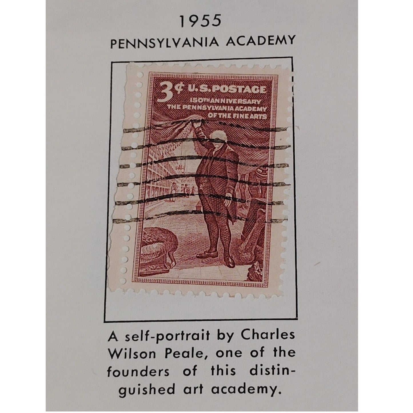 1955 3¢ PA Academy of the Fine Arts Stamp - Scott #1064 – Charles Willson Peale
