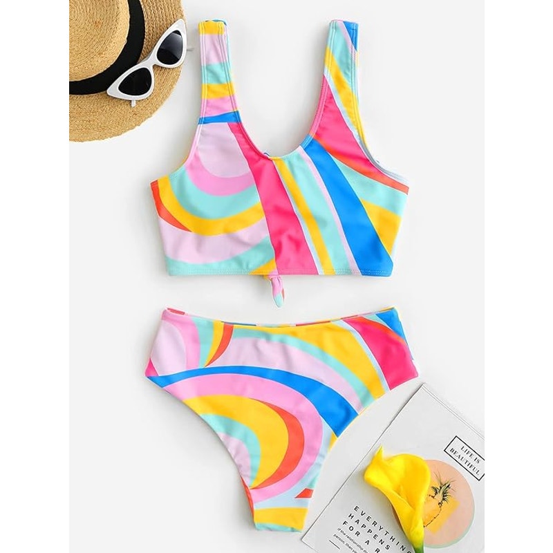 ZAFUL High Waisted Bikini Scoop Neck Swimsuit Two Pieces Bathing Suit XXL (12)