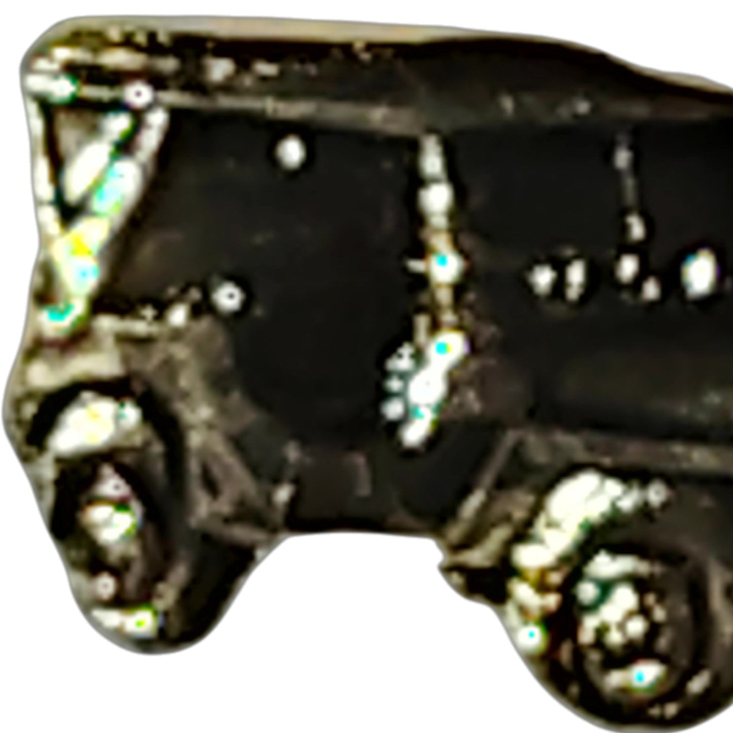 WWII Military Jeep Hat Lapel Brooch Pin, Patinated Gold, Rubber Back 7/8" x 1/2"