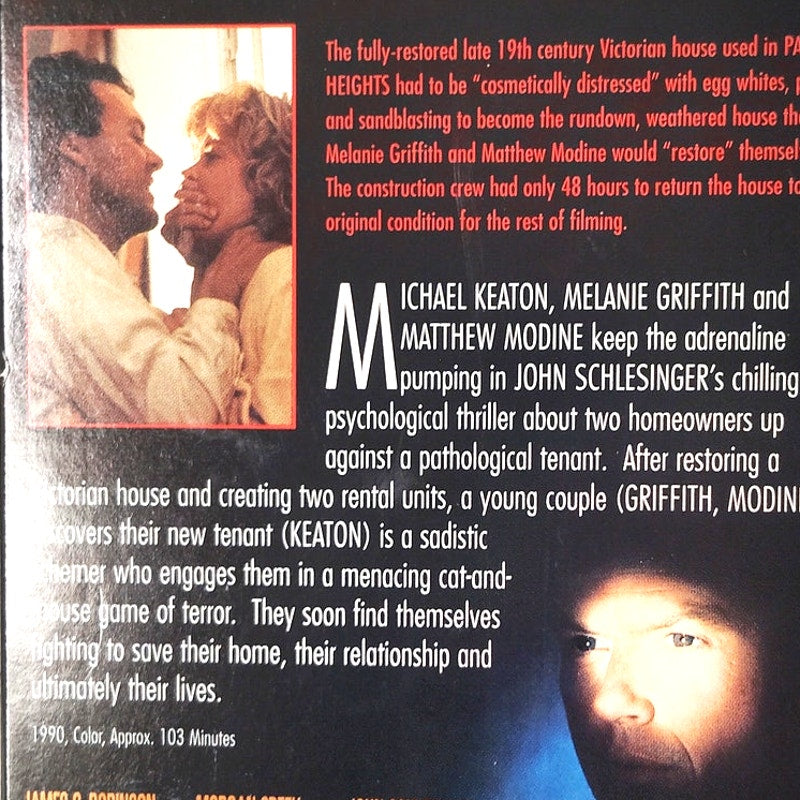 Pacific Heights VHS 1995 Michael Keaton Melanie Griffith Thriller 20th Century
