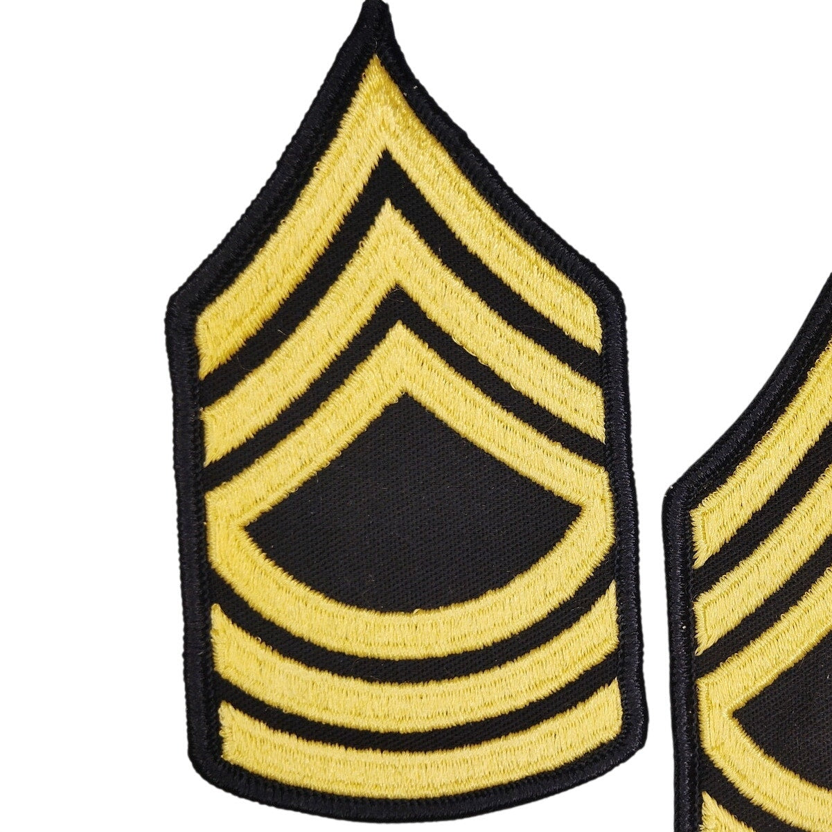 US Army Master Sergeant E‑8 Gold on Blue Chevrons 4‑3/4" Sew‑On Patch Pair