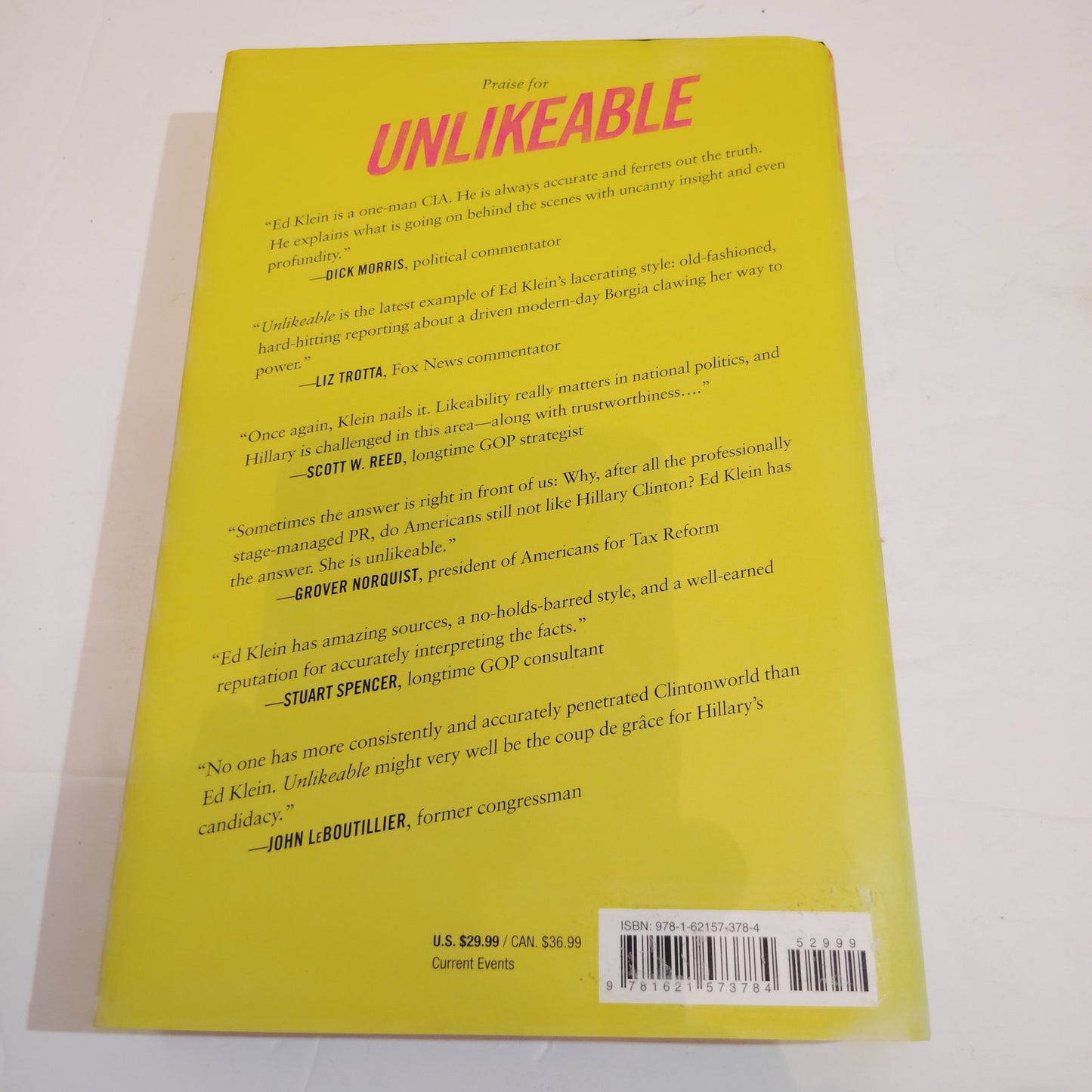 Unlikeable The Problem with Hillary 2015 Hardcover LN First Edition Date Noted