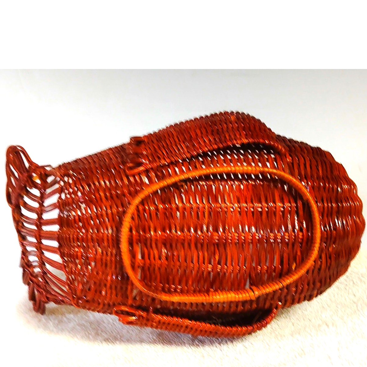 VTG 1970s Woven Turkey Bread Basket Thanksgiving Centerpiece 10x7x6