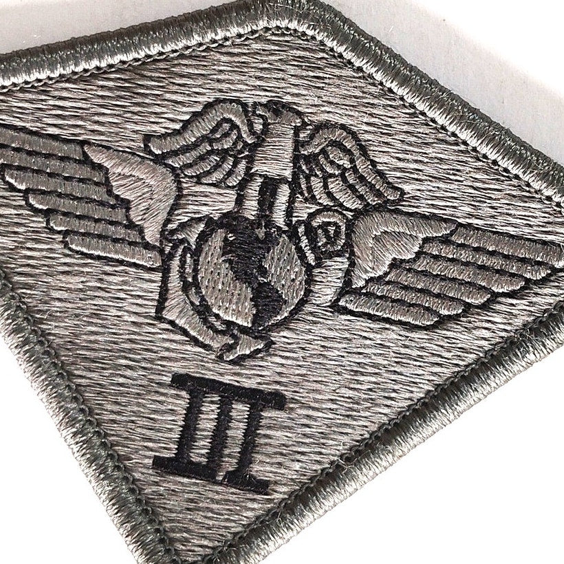 USMC 3rd Marine Aircraft Wing Novelty Patch Subdued 3‑3/4" × 2‑3/4" Hook Back