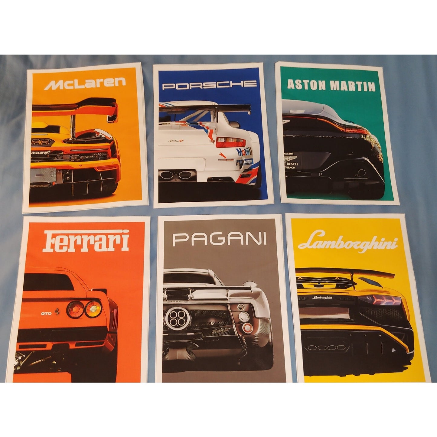 Supercar Canvas Poster Set 6‑Piece Racing Wall Art Prints 8x12 in Unframed