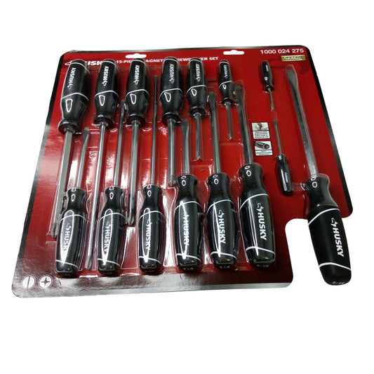 Husky 15-Piece Magnetic Screwdriver Set, Phillips & Slotted No.1000024275