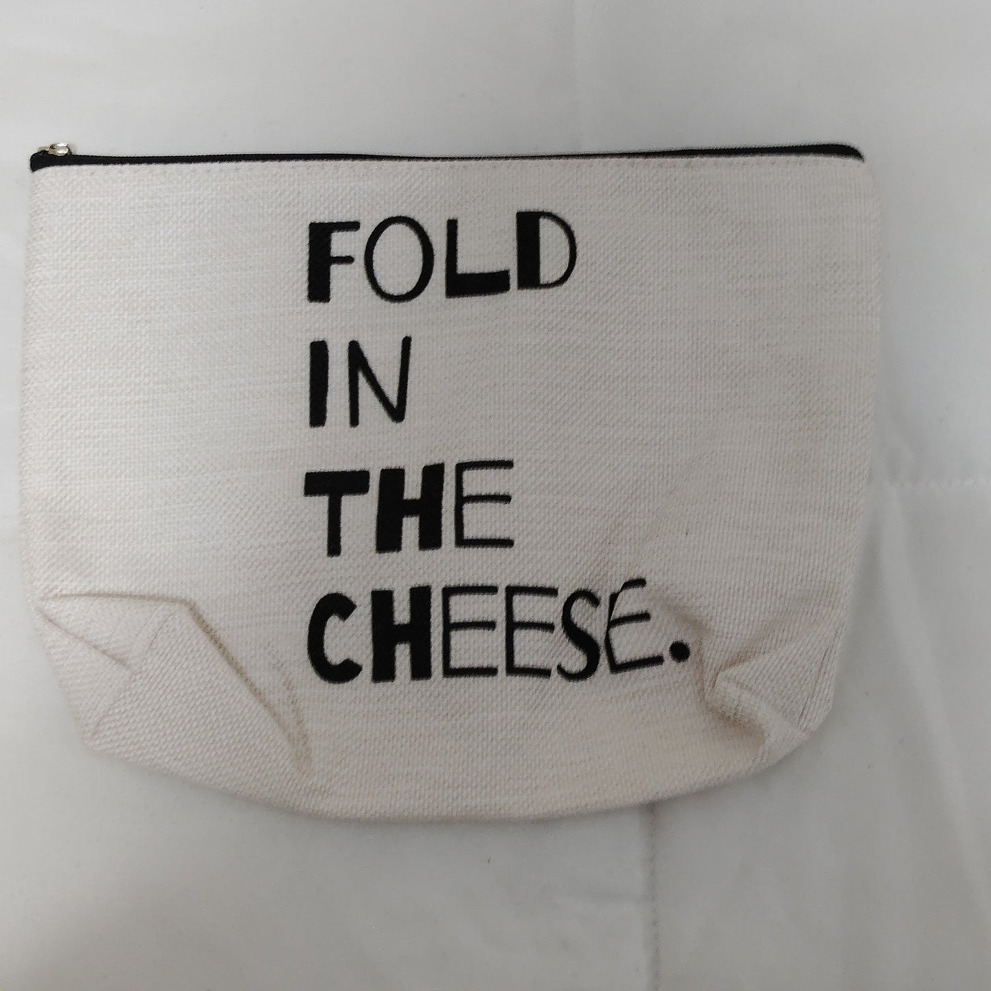 Fold in the Cheese Zipper Pouch 10x8 Woven Double-Sided Print Makeup Bag