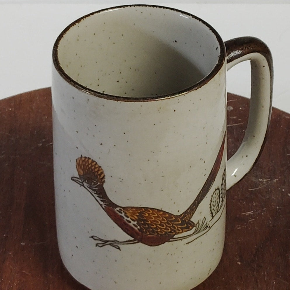 Otagiri Japan Mug Roadrunner & Cactus Design Vintage 70s Stoneware
