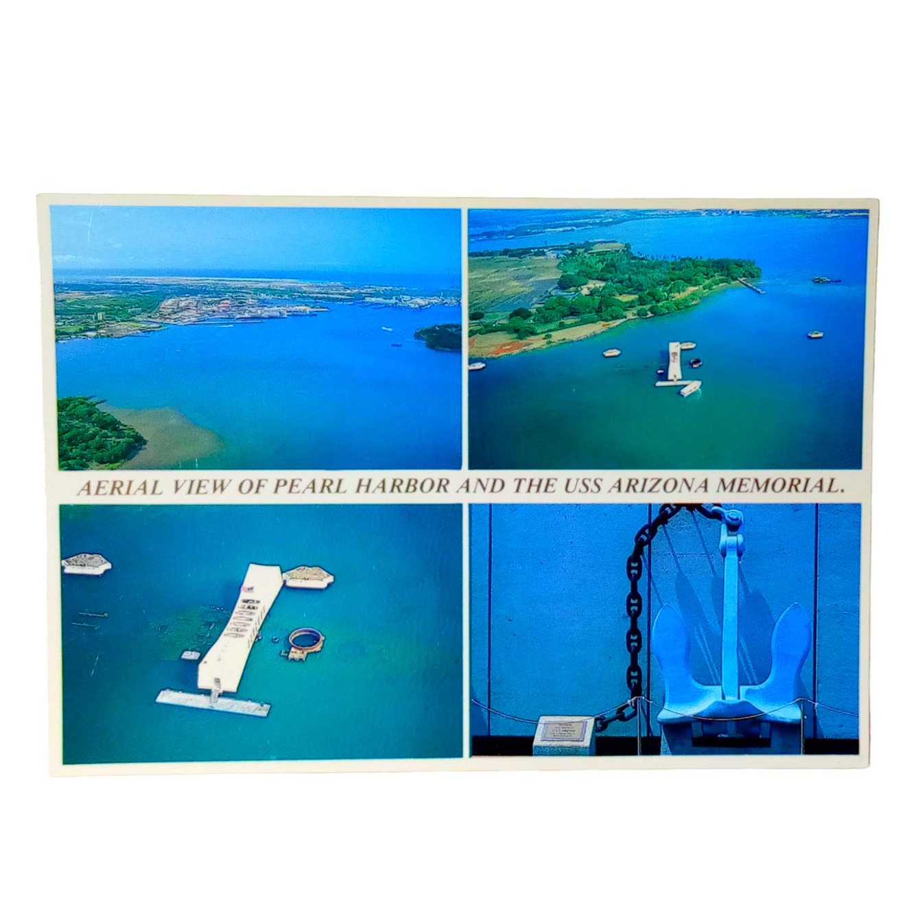 Hawaii Aerial Multi View Of Pearl Harbor, USS Arizona Memorial Vintage Postcard
