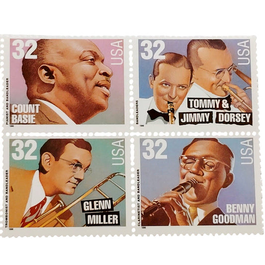 Block of 4 – 1996 USA 32¢ Big Band Leaders MNH Scott 3096–3099 Set