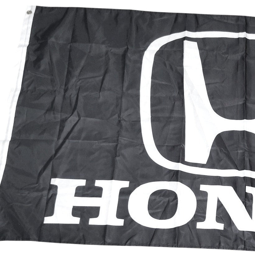 Honda Flag 3×5 ft Black White Logo Polyester Canvas Header Brass Grommets