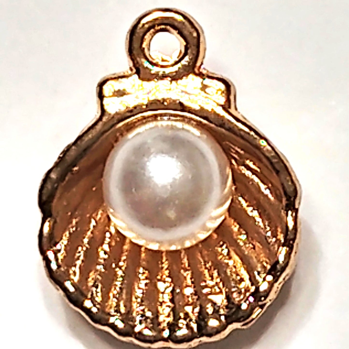 Scallop Shell Charm Gold‑Tone Faux Pearl 1/2" Oyster Pendant Jewelry Making