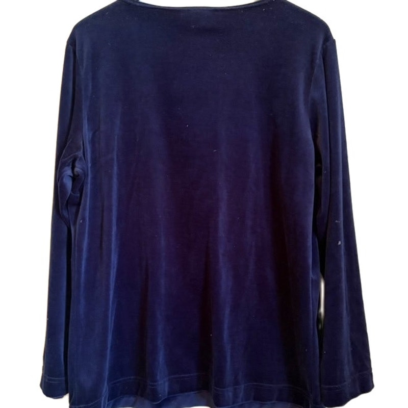 Blair Navy 2-Piece Long Sleeve Top & Pants Set Size L Embroidered Lounge